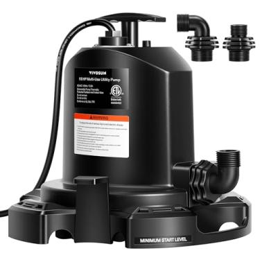 Imagem de VIVOSUN Bomba submersível, bomba de água utilitária portátil termoplástica 1575GPH com cabo de alimentação de 3 metros e 2 adaptadores, ideal para piscina, porões, poços de janela