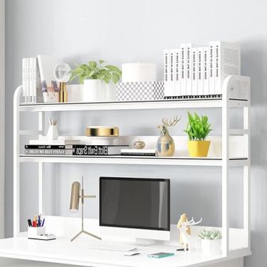 Imagem de Estante/estante de mesa de 3 níveis - estante de mesa de escritório, prateleira multiuso de madeira para bancada, suporte de armazenamento de escritório, organizador de prateleira de exibição