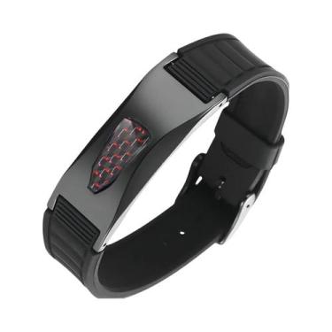 Imagem de Pulseira Esportiva Magnética Unissex De Silicone E Fibra De Carbono 7 