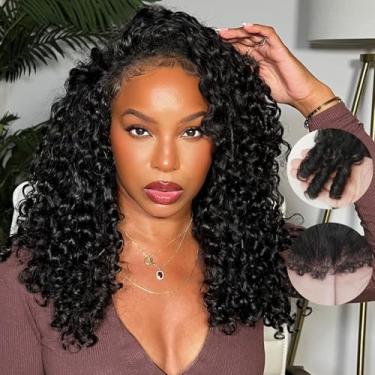 Imagem de Perucas de cabelo humano encaracolado birmanês 4c Edges cabelo humano 13x6 HD perucas frontais de renda pré-arrancadas com extremidade em espiral 250% densidade peruca de cabelo humano com bordas