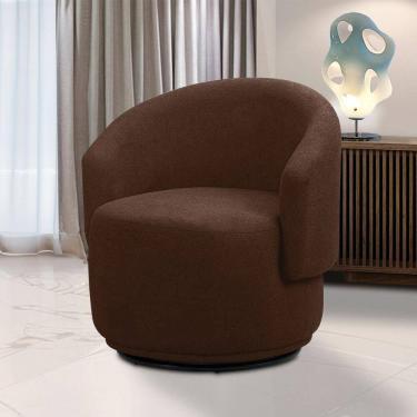 Imagem de Poltrona Decorativa Orgânica Giratória Névoa Bouclê Marrom E03 - D`rossi