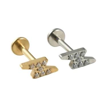 Imagem de Piercing De Titânio Com Zircônia, Base Plana, Para Lóbulo, Hélice, Tra