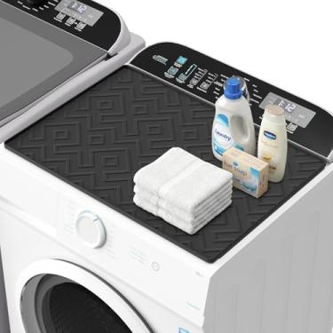Imagem de Tapete protetor superior para lavadora e secadora, capa superior de silicone para máquina de lavar roupa de 66 x 45 cm, tapete antiderrapante à prova d'água para casa, cozinha e lavanderia