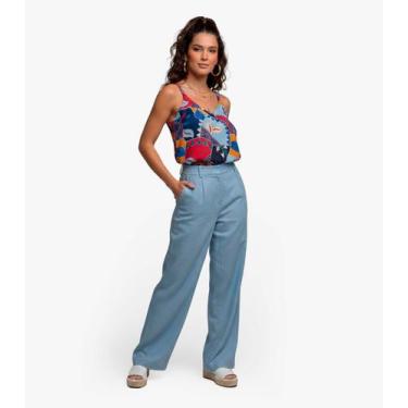 Imagem de Regata Feminina Quadriculada Infinita Cor Azul, P, Azul