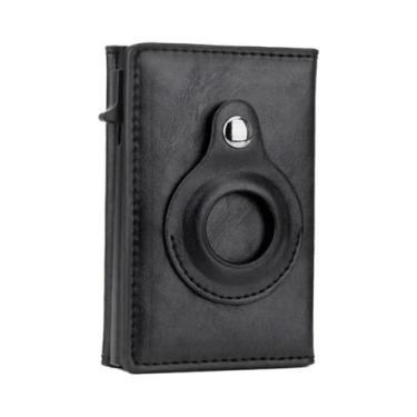 Imagem de Carteira Masculina Retrô Minimalista Com AirTag, Porta-Cartões RFID Po