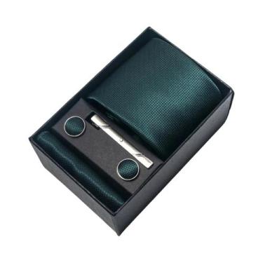 Imagem de Conjunto De Abotoaduras E Gravata Borboleta Marrom Paisley 8 Cm Com Le