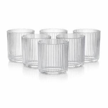 Imagem de Conjunto 6 Copos Vidro Canelado Grafiato 450ml Suco Água