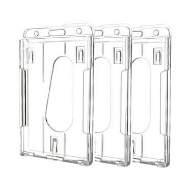 Imagem de Porta-Crachá Transparente Com Dois Slots Para Cartões E Carretel Retrá