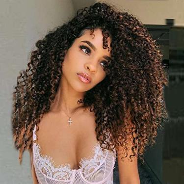 Imagem de Perucas de cabelo loiro encaracolado frontal para mulheres negras, ombré, preto, marrom, curto, cabelo bob, sem cola, comprimento do ombro, frente de renda, cabelo natural, cabelo real, perucas