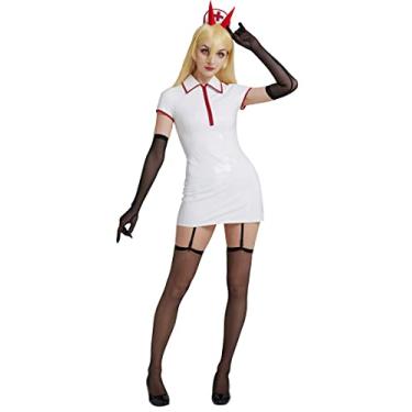 Imagem de Cosplay.fm Fantasia feminina anime cosplay roupa branca de enfermeira com luvas de chapéu (P, branco)