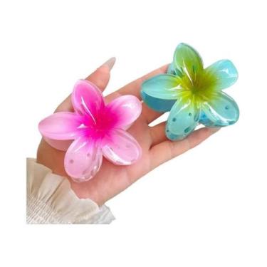 Imagem de Presilhas De Cabelo Grandes Com Flores Havaianas Para Cabelos Grossos 