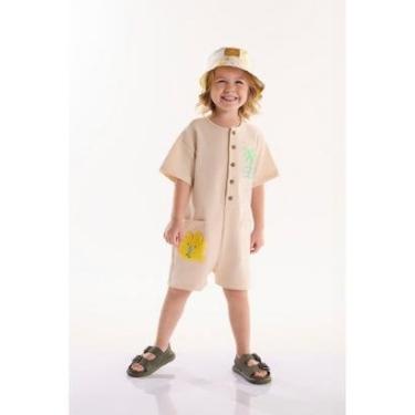 Imagem de Macaquinho Infantil para Meninos em Moletom Beiramar Três e Já-Masculino