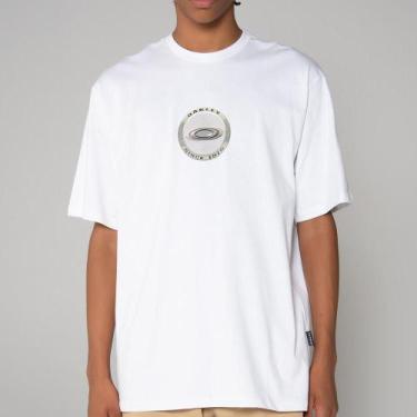 Imagem de Camiseta Oakley Heritage Metal SM25 Masculina Branco, G, Branco