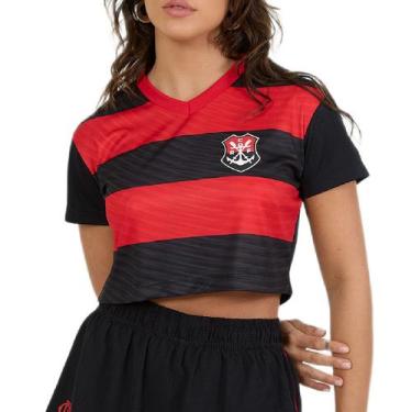 Imagem de Camisa Flamengo Cropped Movimentar - Feminino - Braziline, G, Vermelho