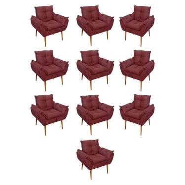Imagem de Kit 10 Poltronas Opala Sala Quarto Recepção Salão Suede Cor:marsala