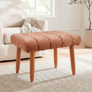 Imagem de Banqueta Decorativa Puff Retangular Nina Para Sala Bouclê - SOFA STORE