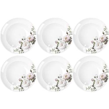 Imagem de Jogo 6 Pratos de Porcelana com Estampa Floral Germer Fundos Redondos 2