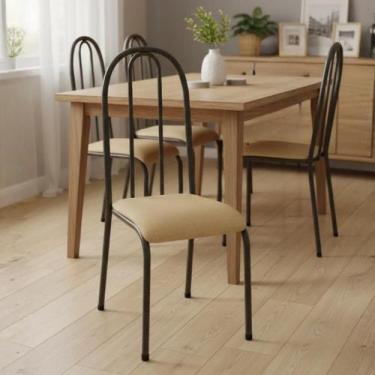 Imagem de Conjunto Kit 4 Cadeiras Metal Cozinha Almofadada Sala Jantar - Madlar