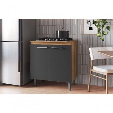 Imagem de Armário De Cozinha Com Balcão E 2 Portas Para Cooktop 4 Bocas Carvalho Grafite