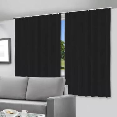 Imagem de Cortina Blackout Preta 280Cm X 180Cm Para Trilho Corta Luz
