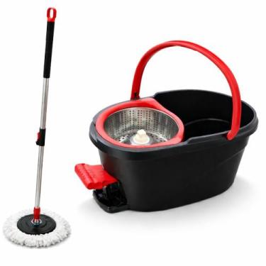 Imagem de Mop Giratório Duplo 13L Cesto Inox Pedal Com Cabo Regulável - A Casa d