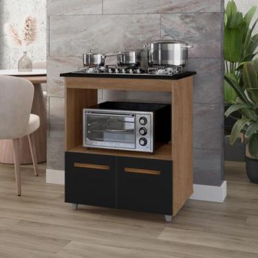 Imagem de Balcão para cooktop elisa 5 bocas - savana/preto - NEW HAUS