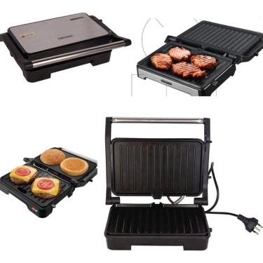 Imagem de Sanduicheira Grill Elétrica 1000w Hamburgueira Churrasqueira Inox - 220v