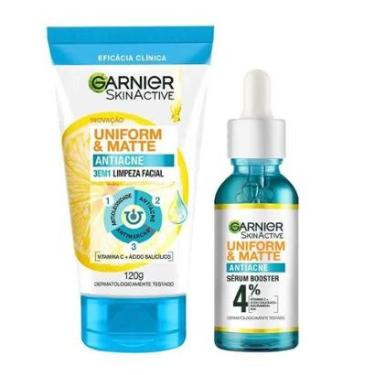 Imagem de Garnier Skin Uniform & Matte Kit - Sérum Facial + Sabonete Facial 3 em 1 Kit-Unissex
