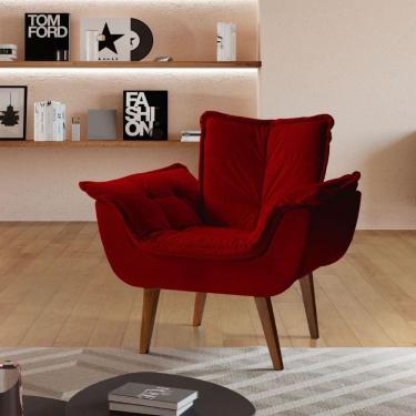 Imagem de Poltrona Decorativa Eros Tecido Veludo Vermelho Montano Vermelho