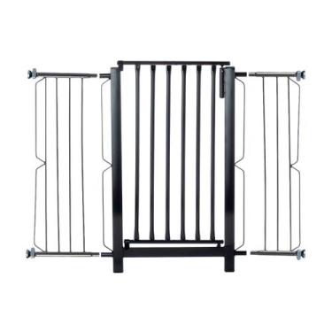 Imagem de Grade e portão para cachorro bebê pet, vãos de 101cm a 105cm - Preto -