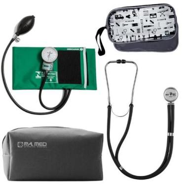 Imagem de Kit Aparelho Pressao Esfigmo Aneroide Estetoscopio Multilaser Pa  Med 