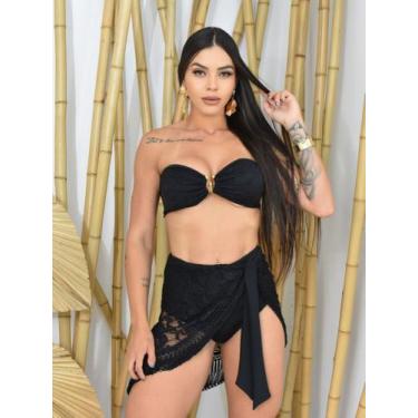 Imagem de Conjunto saia praia renda joseli, Preto