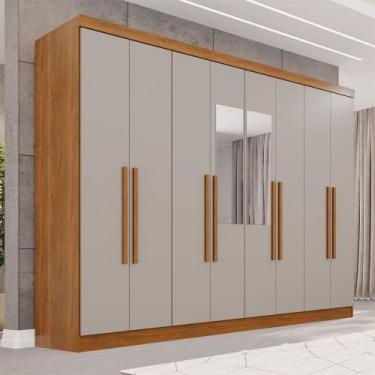 Imagem de Guarda-Roupa Casal Pinheiro 8 Portas 4 Gavetas com Espelho Cinamomo/Of