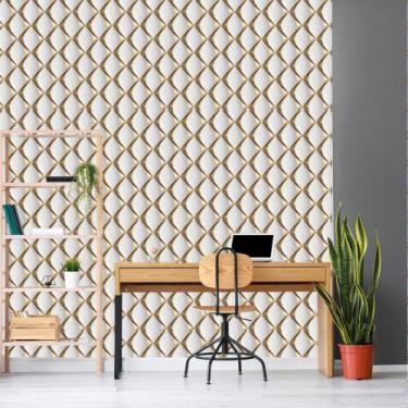 Imagem de Papel de Parede Autocolante Adesivo Decorativo Losango Dourado 3D 1 RO