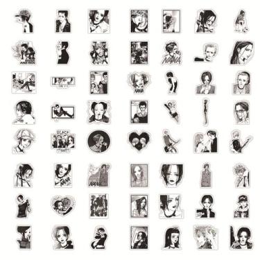 Imagem de Adesivos Nana Anime preto e branco 60 peças de PVC impermeável - yiwei