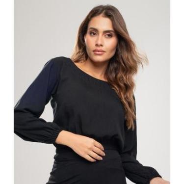 Imagem de Cropped Gola Canoa Manga Longa Viscolinho Salvatore Fashion-Feminino