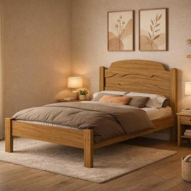 Imagem de Cama De Casal em Madeira MDF Iris Reforçada Estilo Moderno e Minimalis
