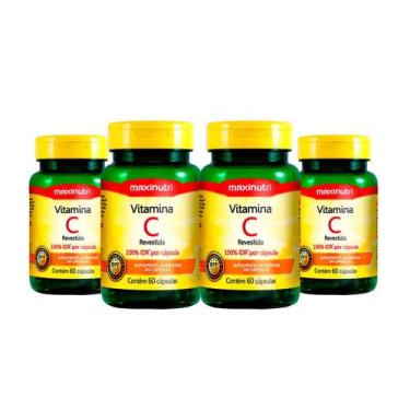 Imagem de Kit 04 Vitaminas C Revestida 100% Idr 60 Capsulas Maxinutri