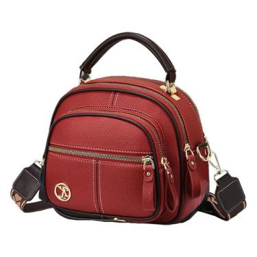 Imagem de Bolsa de viagem Sling, bolsa de couro PU moderna para mulheres, vermel