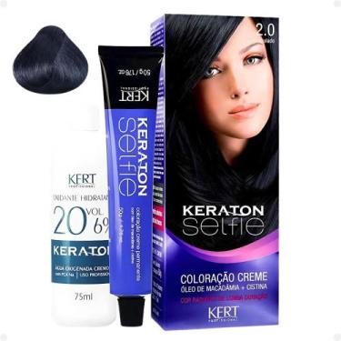 Imagem de Coloração Creme Kert Keraton Selfie 2.0 Preto Azulado