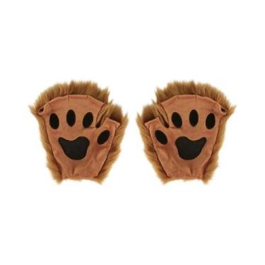 Imagem de Luvas Femininas De Inverno Quentes De Pelo Sintético Sem Dedos Com Pat