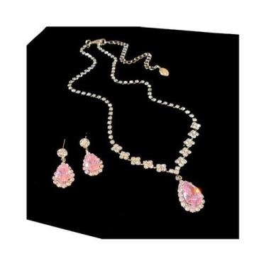 Imagem de Conjunto De Colar E Brincos De Cristal Brilhante Para Mulheres, Grande