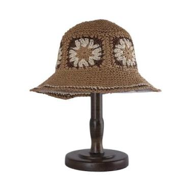 Imagem de Chapéu De Palha Feminino De Verão Com Proteção UV, Viseira De Crochê P