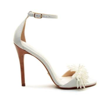 Imagem de Sandália Couro Branco Salto Alto Cecconello 2858001-1, Branco, 36