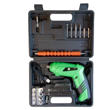 Imagem de Parafusadeira Sem Fio Bateria Base Movel 4,8v Com Maleta e 45 Peças - 