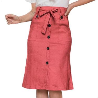 Imagem de Saia Midi Com Botões e Bolso Bengaline Moda Evangélica Tamanho:GGCor:S