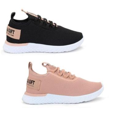 Imagem de Combo 2 Pares Tênis para Academia Feminino Viper Shoes, Preto, Nude, 3