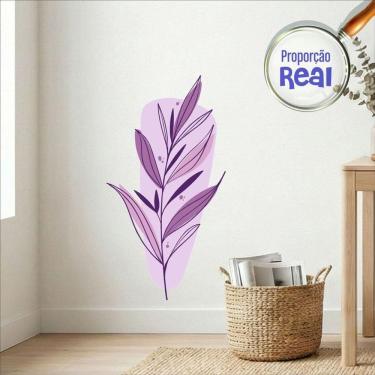 Imagem de Adesivo Floral Boho Roxo Estilo Nórdico 47x90 Minimalista Mod.03