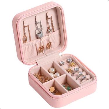 Imagem de Porta Jóias Multi-Função Portátil De Couro Organizador De Duplo Compar