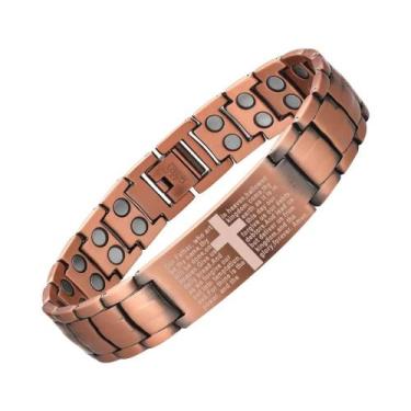 Imagem de Pulseira De Terapia Magnética De Cobre Puro Masculina, 3500 Gauss, 3X 